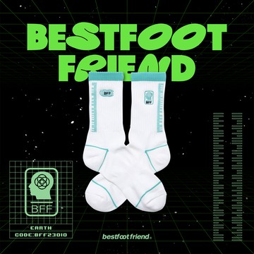 BEST FOOT FRIEND BF23011-WH FUTURE EARTH 未來地球 BFF 中筒襪 / 小腿襪 (白色)