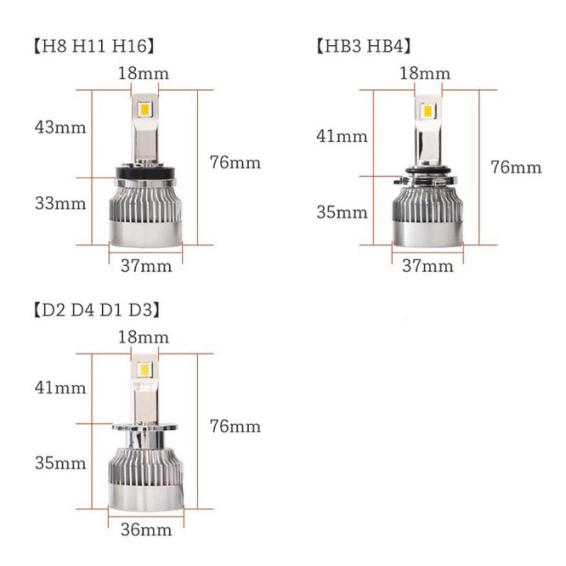 HID屋 D4S H11 LED ヘッドライト バルブ Qシリーズ ホワイト 6500K