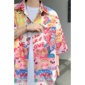 【台灣出貨】M-8XL 大碼花襯衫 海邊沙灘花襯衫 襯衫男 INS潮夏威夷風 夏季短袖防曬外套 男女寬鬆情侶裝 度假旅行
