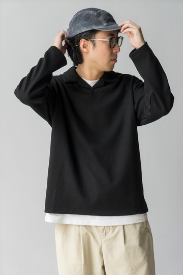 KINT 秋冬保暖單品 針織古巴翻領長袖復古重磅V領Polo衫BasicWear