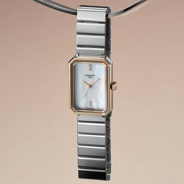 TISSOT 天梭 官方授權 T160.110.21.113.00 SRV系列 幾何線條方形珍珠貝石英女錶 夏日煥新提案 送禮推薦-30mm T1601102111300
