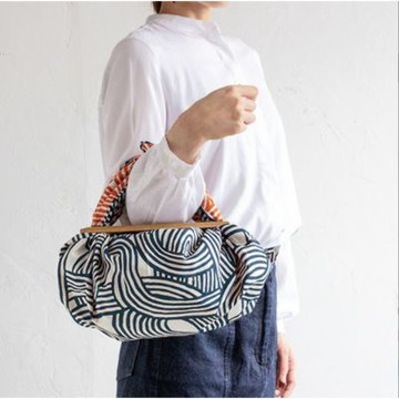 京都風呂敷包巾-伊砂紋樣 二巾-結(藍&橘)