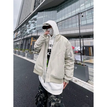 秋冬季素色復古潮薄款外套男高街簡約拉鍊立領夾克男