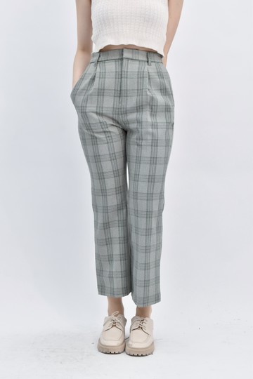 (M) lowrys farm高腰格紋綠色長褲