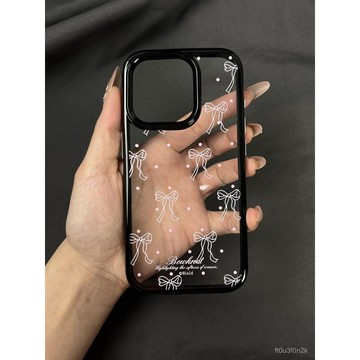 粉色波點蝴蝶結蘋果15/16亞克力手機殻13iPhone1412/個性小衆簡約