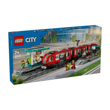 LEGO 城市系列 60423 市區路面電車和車站(火車玩具 車站模型)