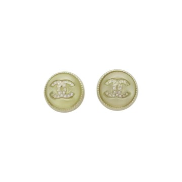 CHANEL 香奈兒 鍍金 水鑽 圓形 A22 耳環 【二手名牌BRAND OFF】