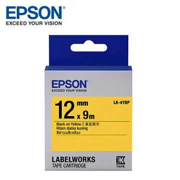 【EPSON 愛普生】LK-4YBP S654404 標籤帶｜粉彩系列｜黃底黑字12mm【三井3C】
