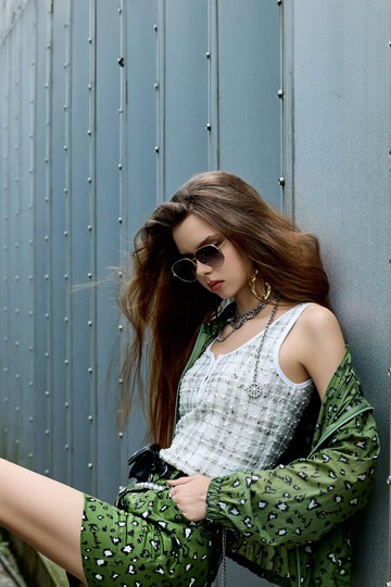 海帶綠格紋印花背心