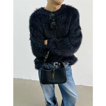 yghom高級感慵懶寬松仿水貂毛毛衣男加厚小眾洋氣質感針織衫女潮