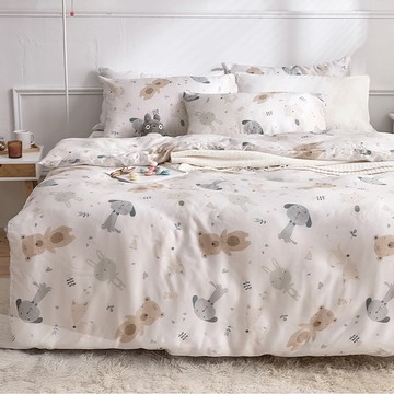 貝淇小舖 40支100%純天絲TENCEL全鋪棉床包 夏日甜馨 親膚透氣 舒適睡眠  床包 + 枕套 2個 + 兩用被  雙人