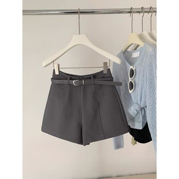 設計感小眾拉鏈西裝短褲女2025秋季新款高腰顯瘦闊腿休閑百搭熱褲