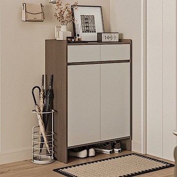 林氏木業簡約雙色抽屜二門鞋櫃0.8M OV4N 灰木色 (H014403674)