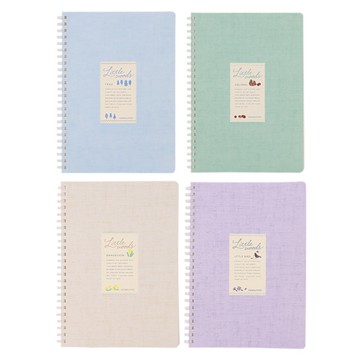 KOKUYO Little Woods 軟線圈8mm點線筆記本(A5)(80頁)-綠/紫/米/藍