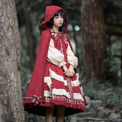 ロリータ 赤ずきん ワンピース マント Lolita OP 長袖 童話 文化祭