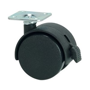 50mm平板式雙軸傢俱輪黑含煞車