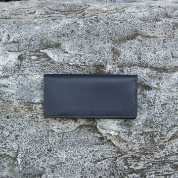 DUAL - 全手縫植鞣多卡層真皮長夾-深藍