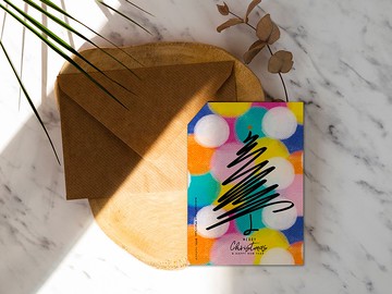 聖誕卡片_粉彩耶誕樹【CM18067】洛可可草莓 WELKIN手創明信片