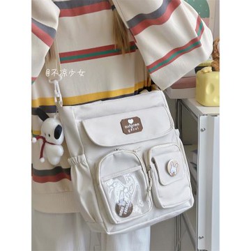 學生上課大容量帆布包日系ins小眾通勤斜挎包學院少女單肩托特包