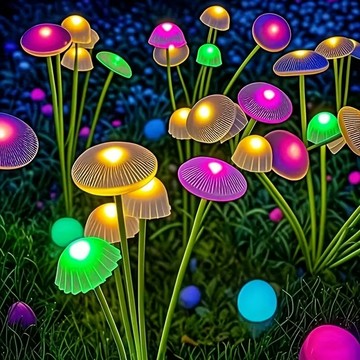 洛陽牡丹 太陽能花園燈 蘑菇戶外裝飾花園院子露臺通道 戶外太陽能燈 防水花園燈 6燈/8燈/10燈/