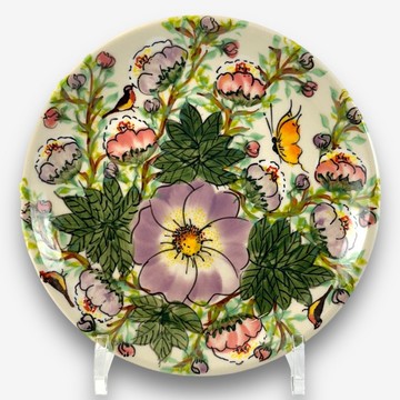 波蘭手繪手工陶-圓盤 19cm 幻紫迷情系列 設計師款