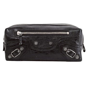 BALENCIAGA 巴黎世家 463345 羊皮鉚釘萬用化妝包/收納包.黑