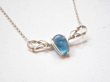 海藍寶石純銀繞線頸鏈