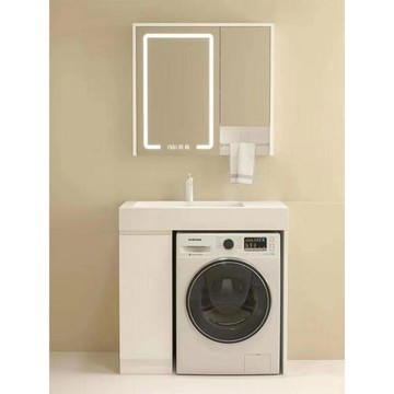 新小戶型家用巖板一體陽臺洗衣機智能洗臉盆浴室櫃洗衣機櫃落地櫃