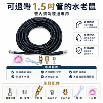 其他配件 【一本店鋪】20米疏通管 噴水孔前一後四+快拆頭+小母頭 (通水管 疏通管 清洗管 水老鼠管)