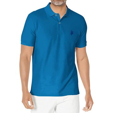 US Polo 2023男時尚小馬球舒爽款靛藍色短袖POLO