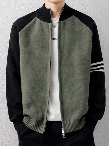 僑迪蒙拉潮牌春秋季男士針織開衫外套休閑夾克秋冬加厚保暖男裝【步行者戶外生活館】