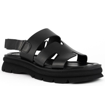 SERGIO MORETTI BLACK CASUAL OPEN SANDALS 黑色女款鞋子
