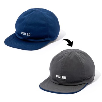 日本限定 POLER REVERSIBLE CAP 六片帽 / 雙面帽 / 海軍藍. 灰色