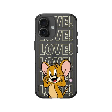 iPhone 16 Clear (相機按鈕) 酷墨灰 - 湯姆貓與傑利鼠 Tom and Jerry - 傑利鼠愛心