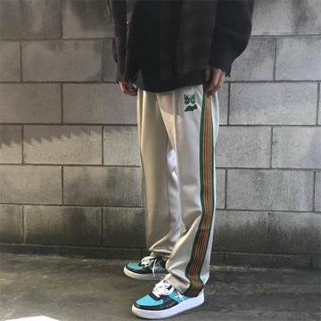 過驗NEEDLES TRACK聯名AIPL東京限定ASAPROCKY蝴蝶運動休閑長褲