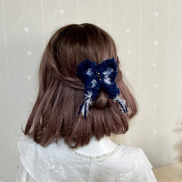 厚工編織/ 蝴蝶毛線髮夾 胸針別針髮叉邊夾瀏海夾髮圈髮叉髮梳