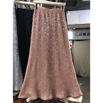 金屬細閃亮片魚尾半身裙女2024春季氣質顯瘦高級感a字包臀長裙子