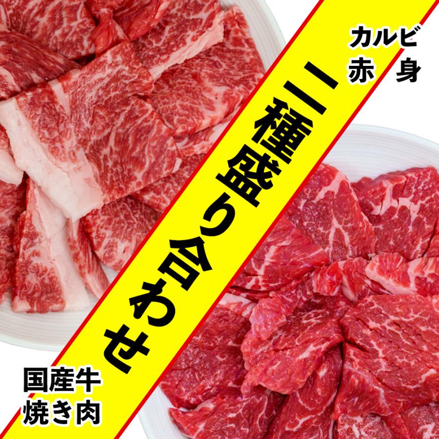 国産牛 焼肉 カルビ 400g ＋ 赤身400g 二種盛り合わせ 冷凍 ばら凍結 焼き肉 バーベキュー BBQ