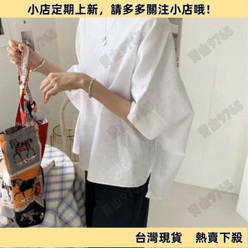 【新品上架】棉麻寬鬆休閒大碼半袖上衣2025新款亞麻女士夏季韓版襯衣