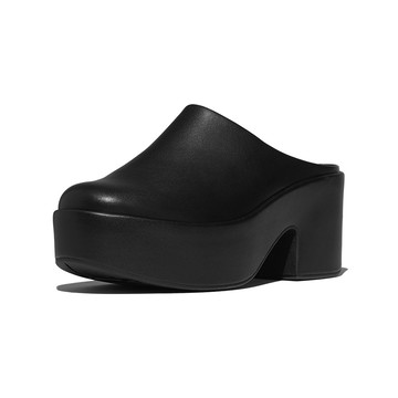 FitFlop PLATFFORMS 皮革高跟木屐鞋-女(靚黑色)