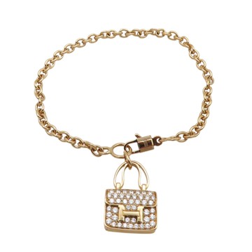 HERMES 愛馬仕 18K玫瑰金 鑽石 Amulettes Constance 手鍊 【二手名牌BRAND OFF】