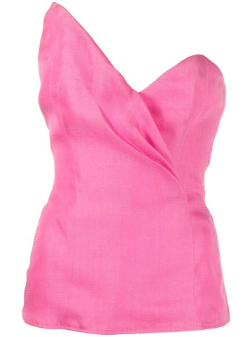 Saint Laurent Pre-Owned - 1990 asymmetric silk bustier top - women - Silk/Silk - 36 - Pink