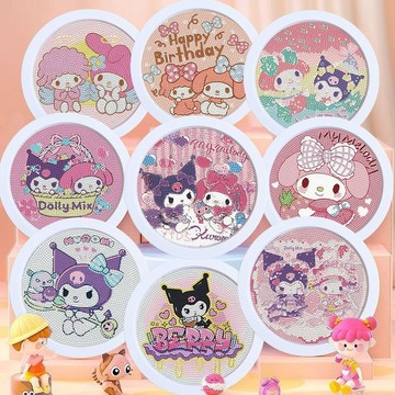 💖貝兒優選💖庫洛米美樂蒂鑽石畫亮鑽爆閃diy手工粘貼裝飾畫兒童學生擺臺禮物