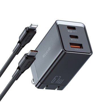 Mcdodo麥多多｜激能系列GaN5 mini pro氮化鎵三口快充旅行充電器67W美規 CH153 C to L