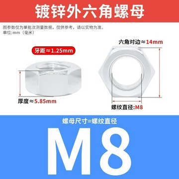 🔥優品五金 可開票🔥GB6170國標鍍鋅六角螺母 4.8白鋅通用螺絲帽 M3M4M5M6m8M10M12-M24