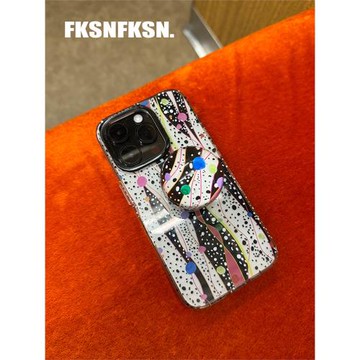 浮夸少女dayu原創設計彩點撞色藝術iphone手機殼雙層涂鴉保護套