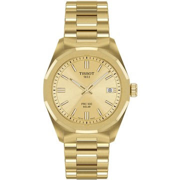 TISSOT 官方授權 PRC100 Solar太陽能經典款時尚腕錶/金/34mm/T1518223302100