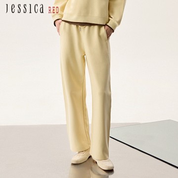 JESSICA RED - 休閒百搭棉質鬆緊腰長寬褲R52803