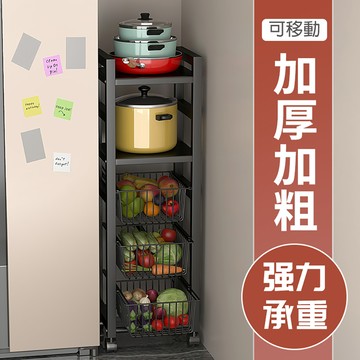 【居家生活Easy Buy廚房隙縫抽拉式層架-3抽拉層(廚房收納架 廚房抽拉式層架)黑武士