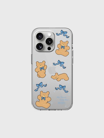 ribbon teddy clear phone case [blue]